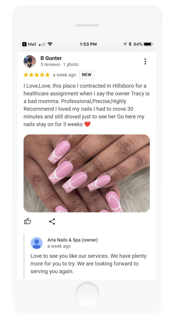 Aria nails reviews